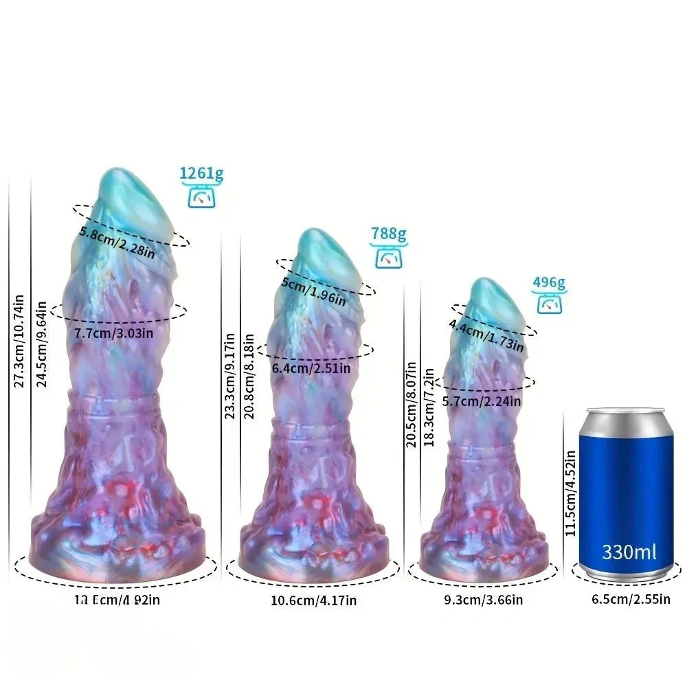 Purple and blue galaxy silicone fantasy dildo, photo 13