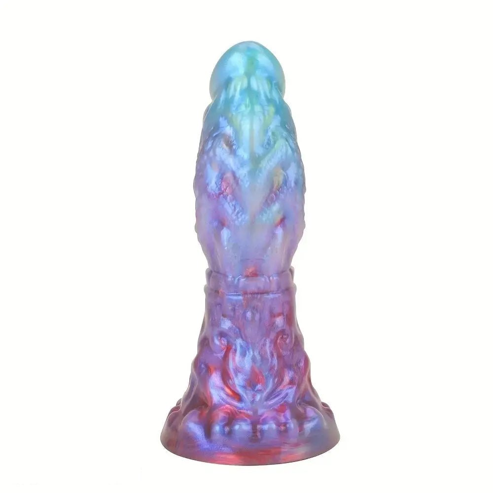 Purple and blue galaxy silicone fantasy dildo, photo 3