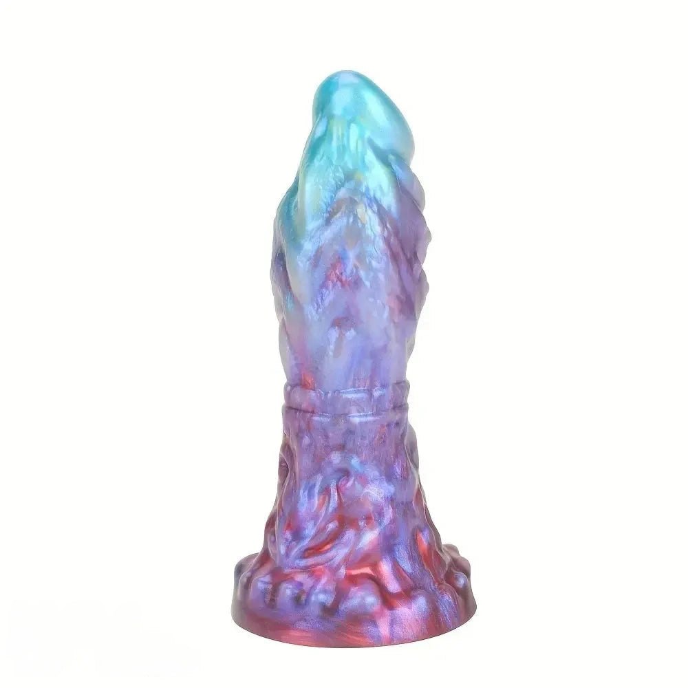 Purple and blue galaxy silicone fantasy dildo, photo 4