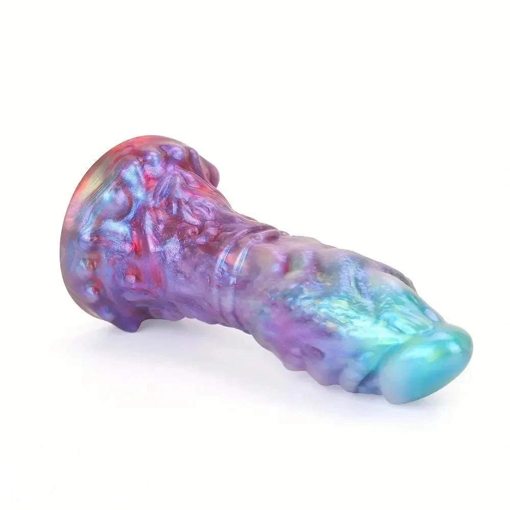 Purple and blue galaxy silicone fantasy dildo, photo 5