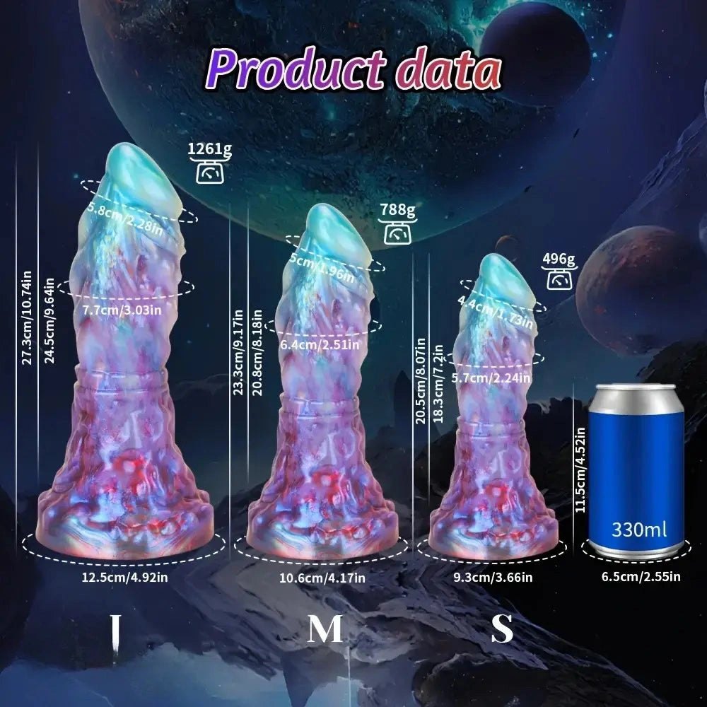Purple and blue galaxy silicone fantasy dildo, photo 6