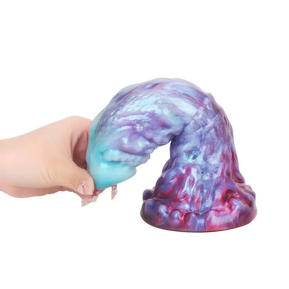 Purple and blue galaxy silicone fantasy dildo, photo 7