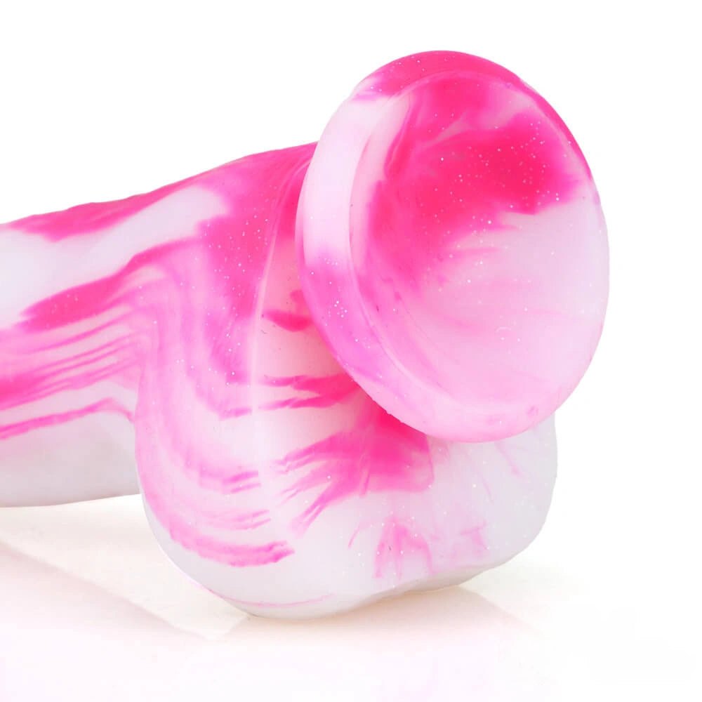 Glittery galaxy-style fantasy dildo with suction cup base, photo 6