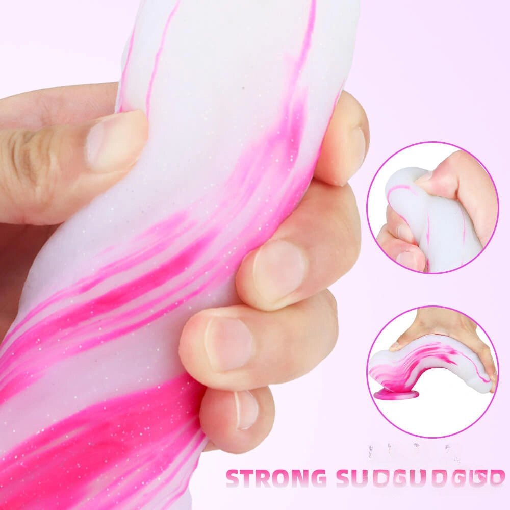 Glittery galaxy-style fantasy dildo with suction cup base, photo 9