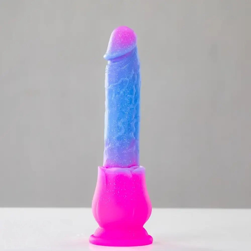 Glitter gradient silicone fantasy dildo, photo 1