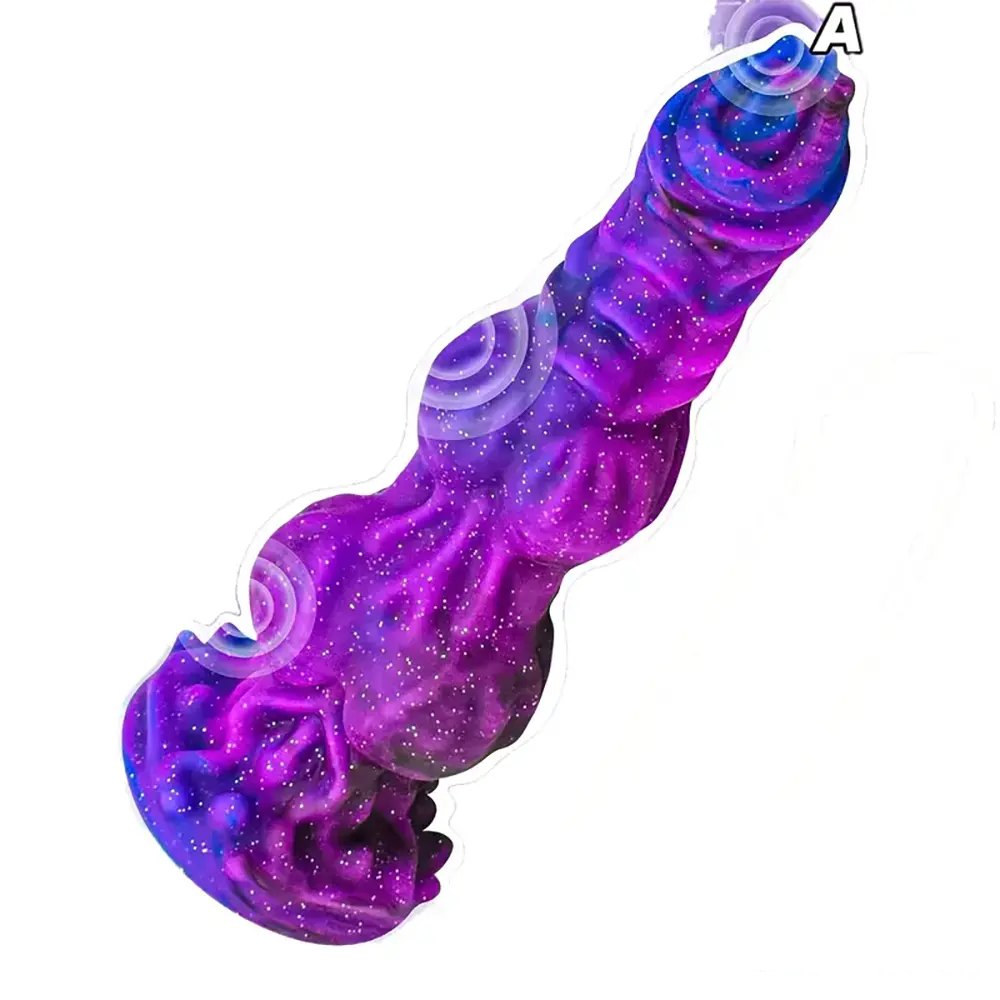 Colorful galaxy print silicone fantasy dildo, photo 1