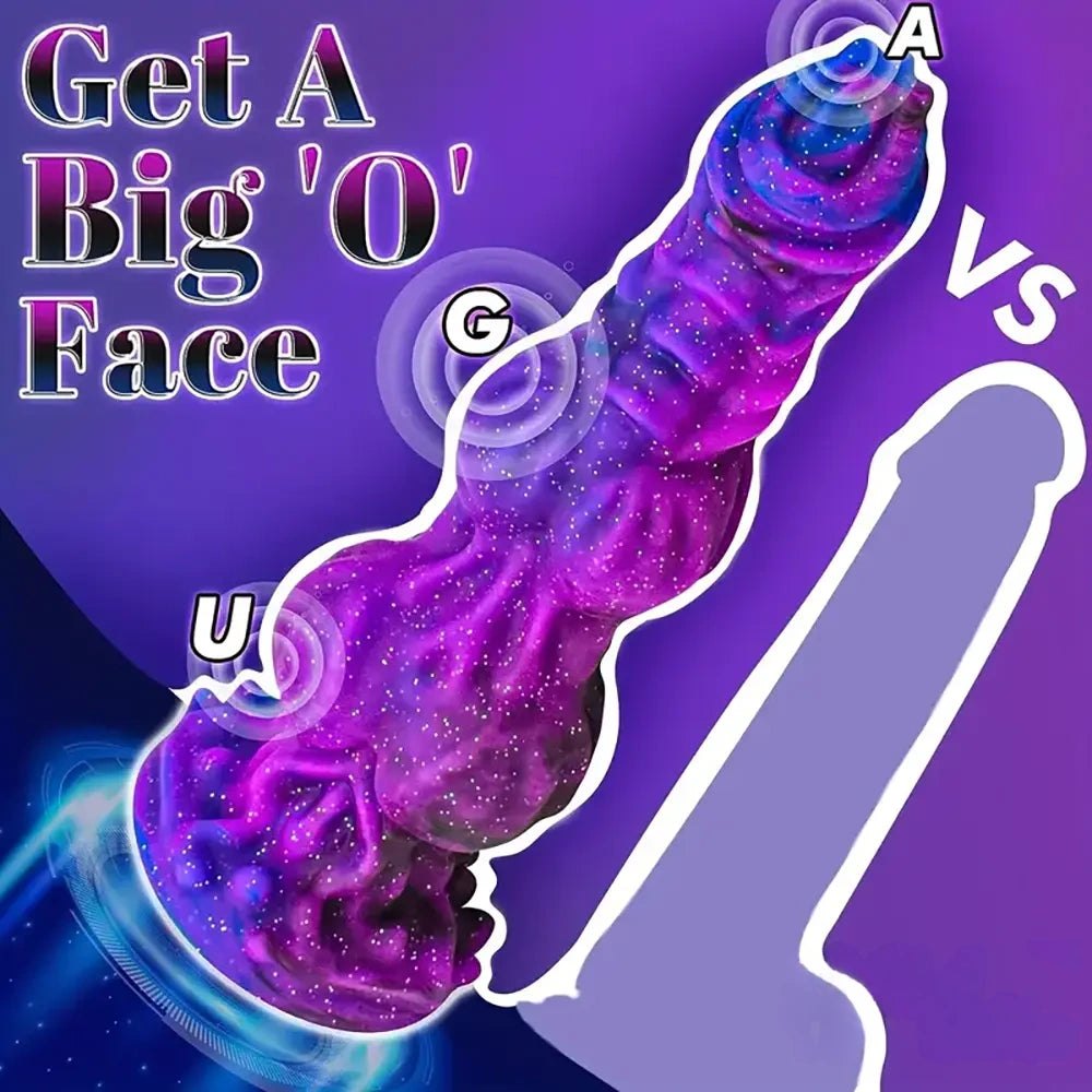 Colorful galaxy print silicone fantasy dildo, photo 3