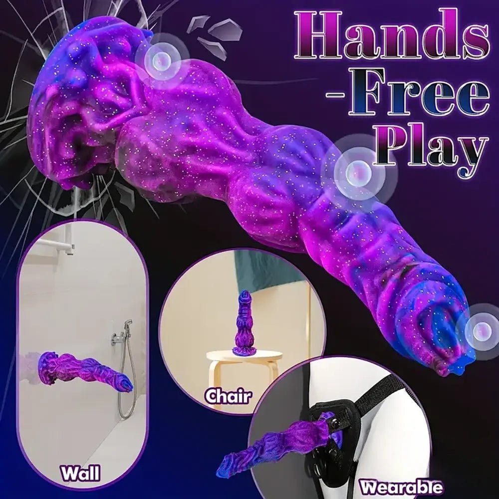Colorful galaxy print silicone fantasy dildo, photo 5