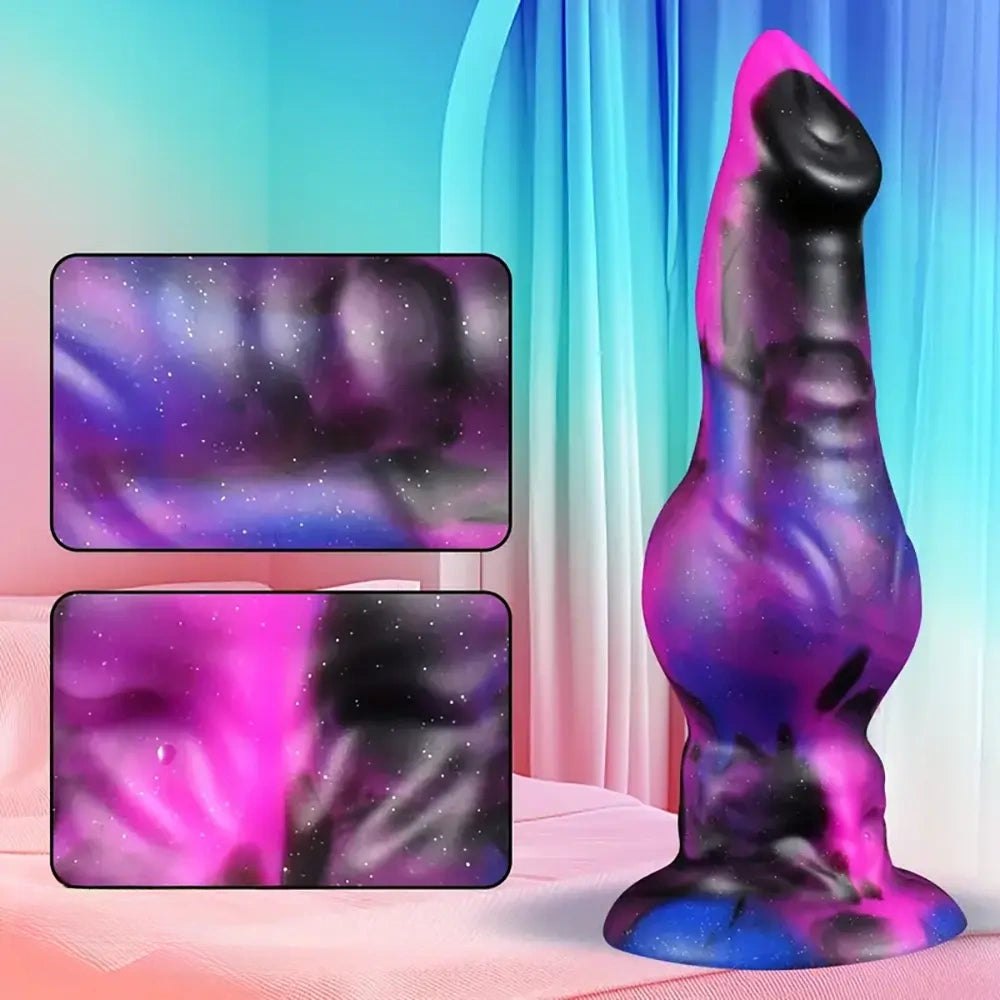 Purple and black galaxy knotted animal dildo, photo 10