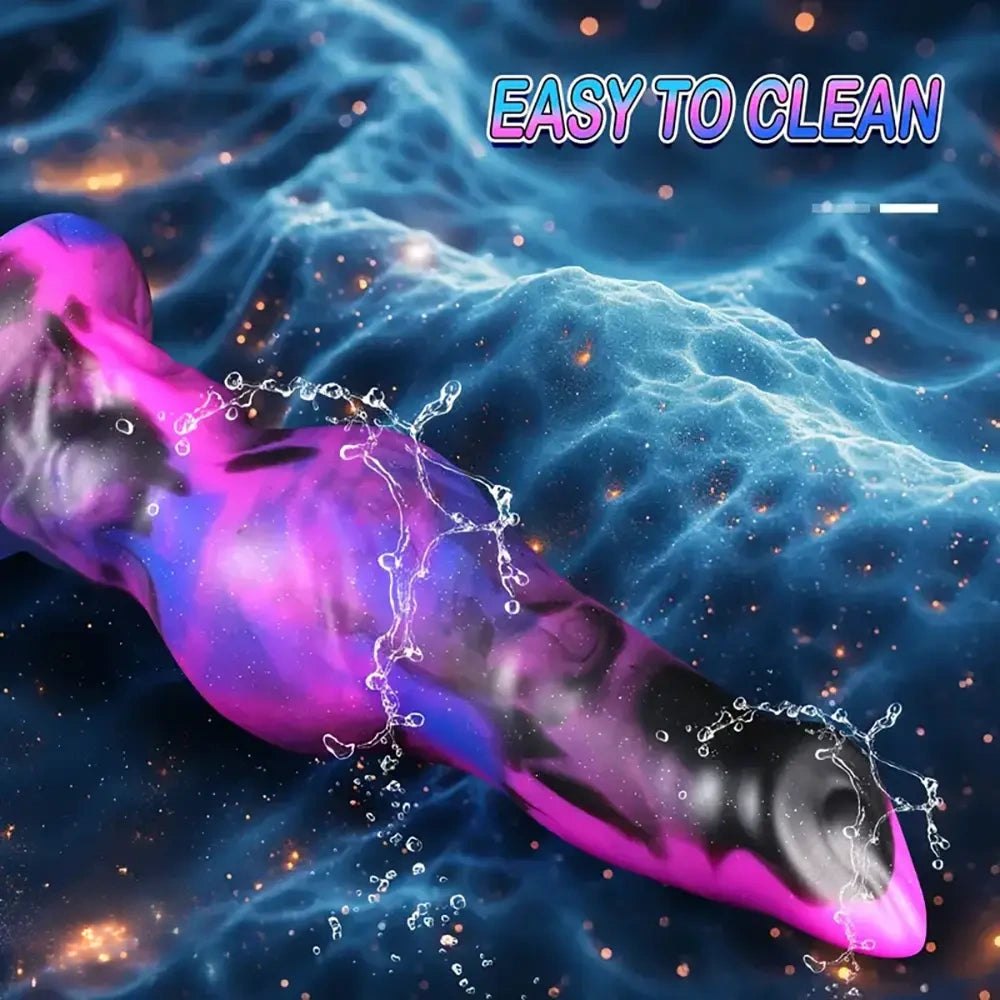 Purple and black galaxy knotted animal dildo, photo 11