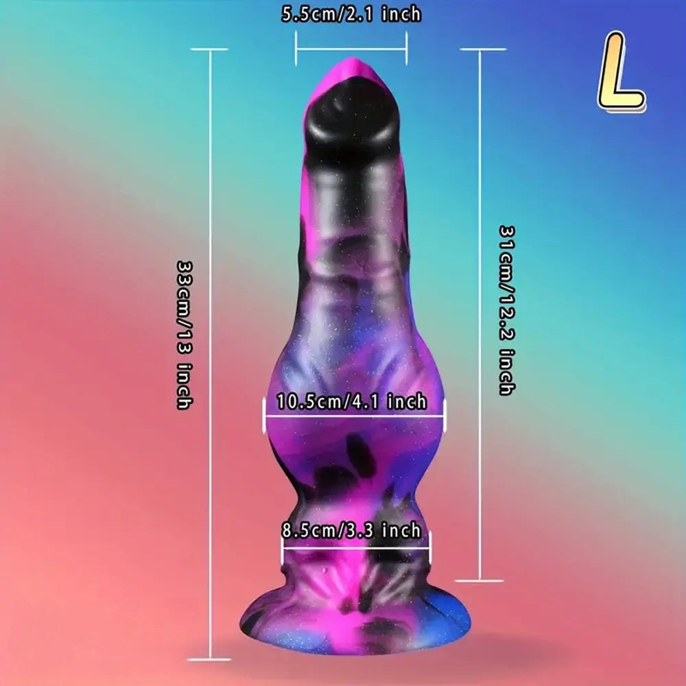 Purple and black galaxy knotted animal dildo, photo 12