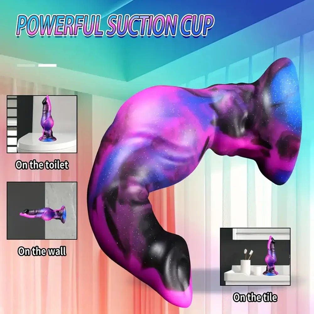 Purple and black galaxy knotted animal dildo, photo 2