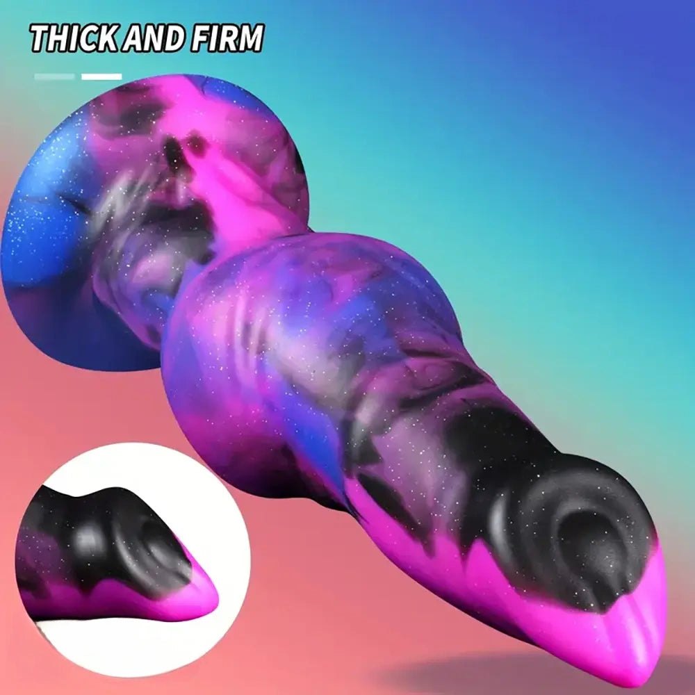Purple and black galaxy knotted animal dildo, photo 3
