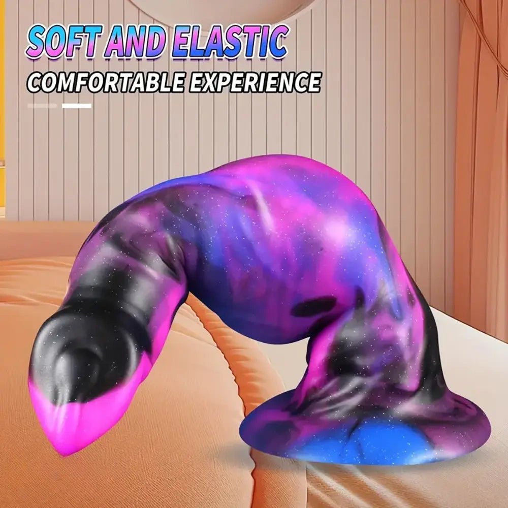 Purple and black galaxy knotted animal dildo, photo 4