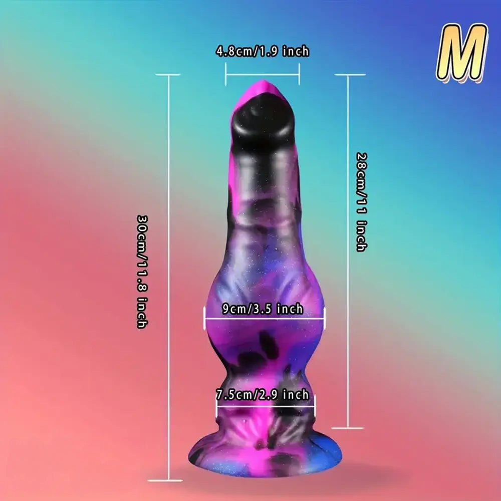 Purple and black galaxy knotted animal dildo, photo 5
