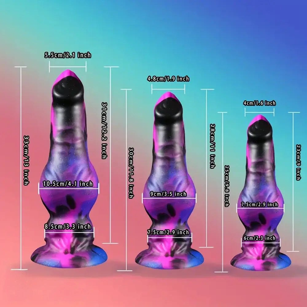 Purple and black galaxy knotted animal dildo, photo 6