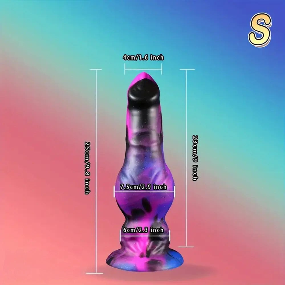 Purple and black galaxy knotted animal dildo, photo 8