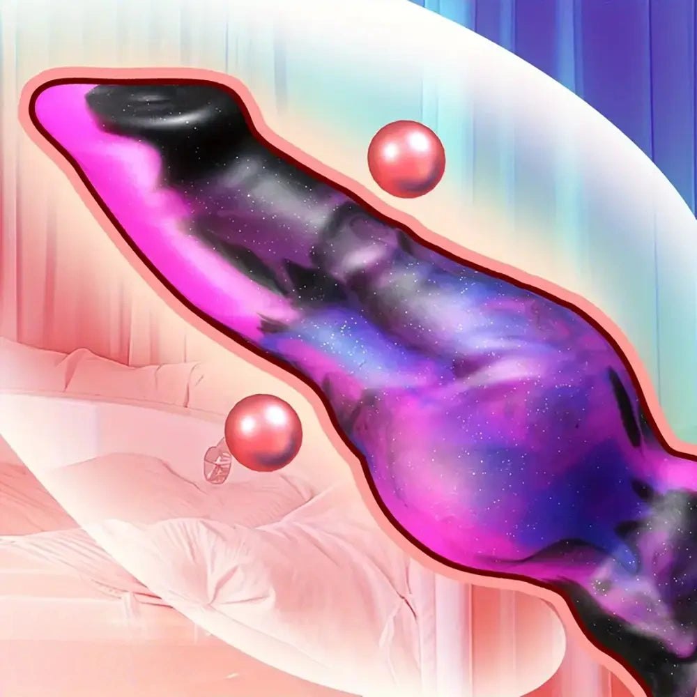 Purple and black galaxy knotted animal dildo, photo 9