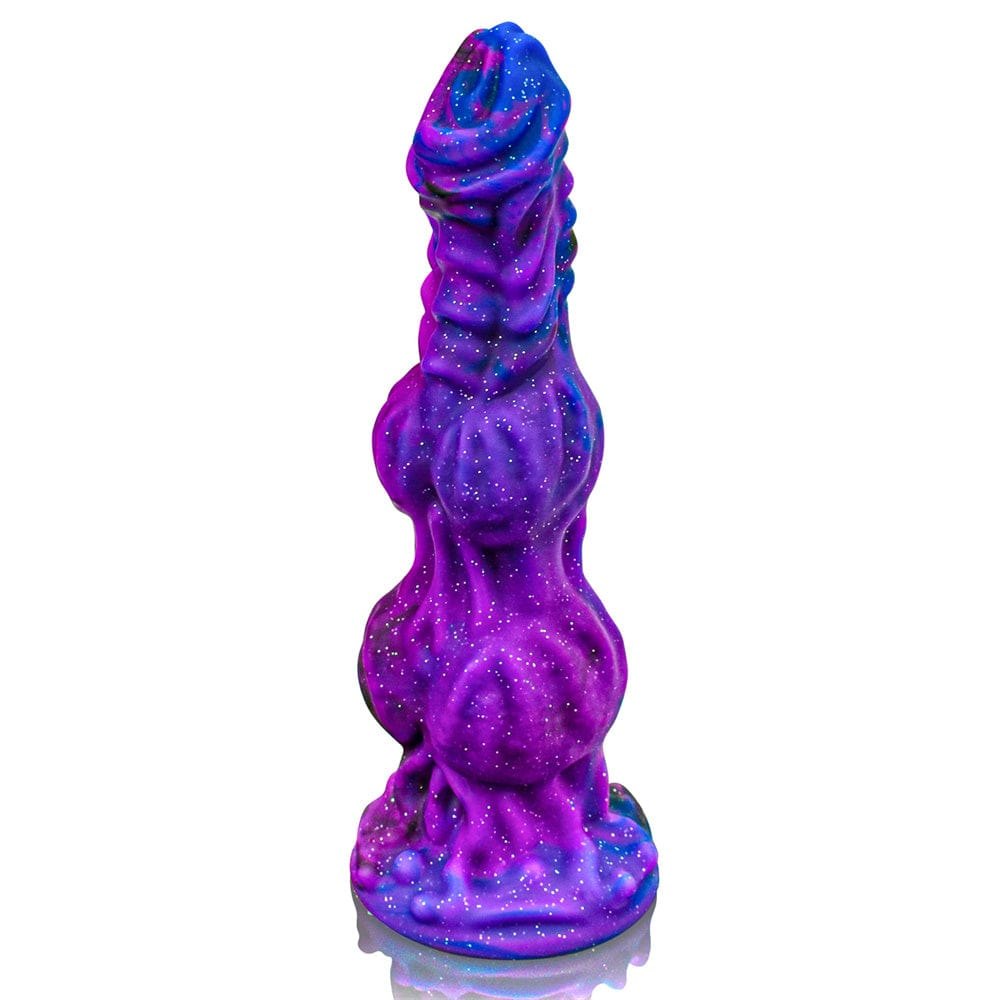 Galaxy gradient fantasy dildo with knotted textured shaft, photo 1