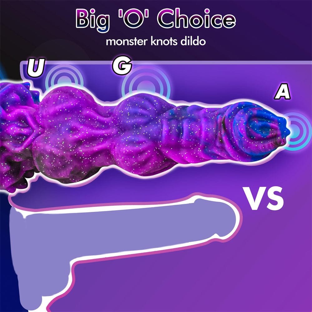 Galaxy gradient fantasy dildo with knotted textured shaft, photo 2