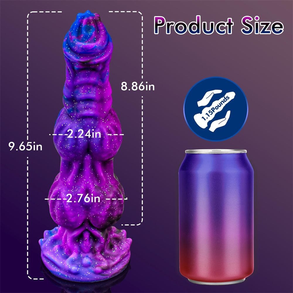 Galaxy gradient fantasy dildo with knotted textured shaft, photo 6