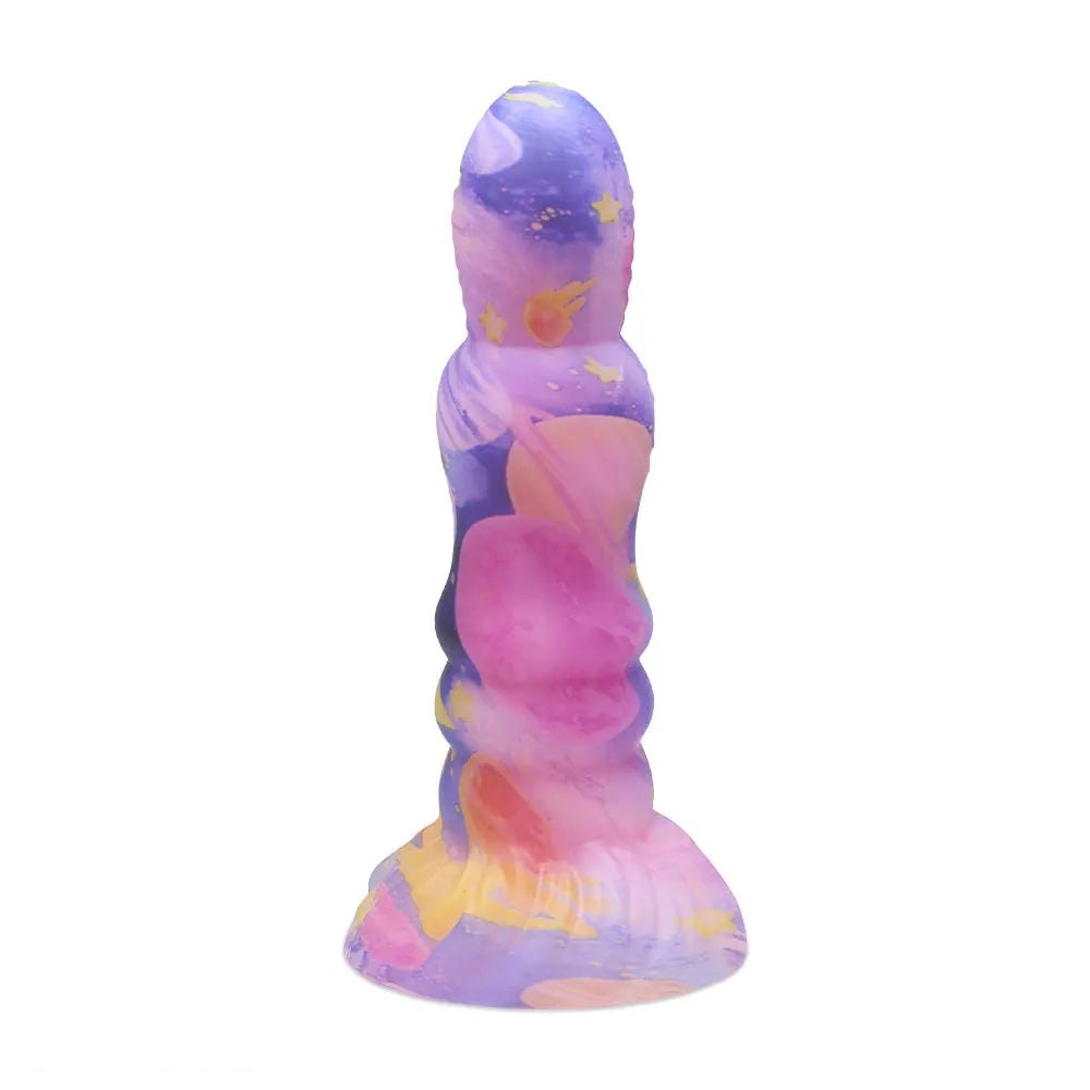 Colorful ribbed fantasy dildo, photo 1