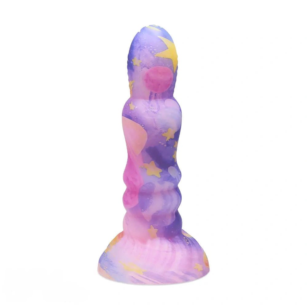 Colorful ribbed fantasy dildo, photo 2