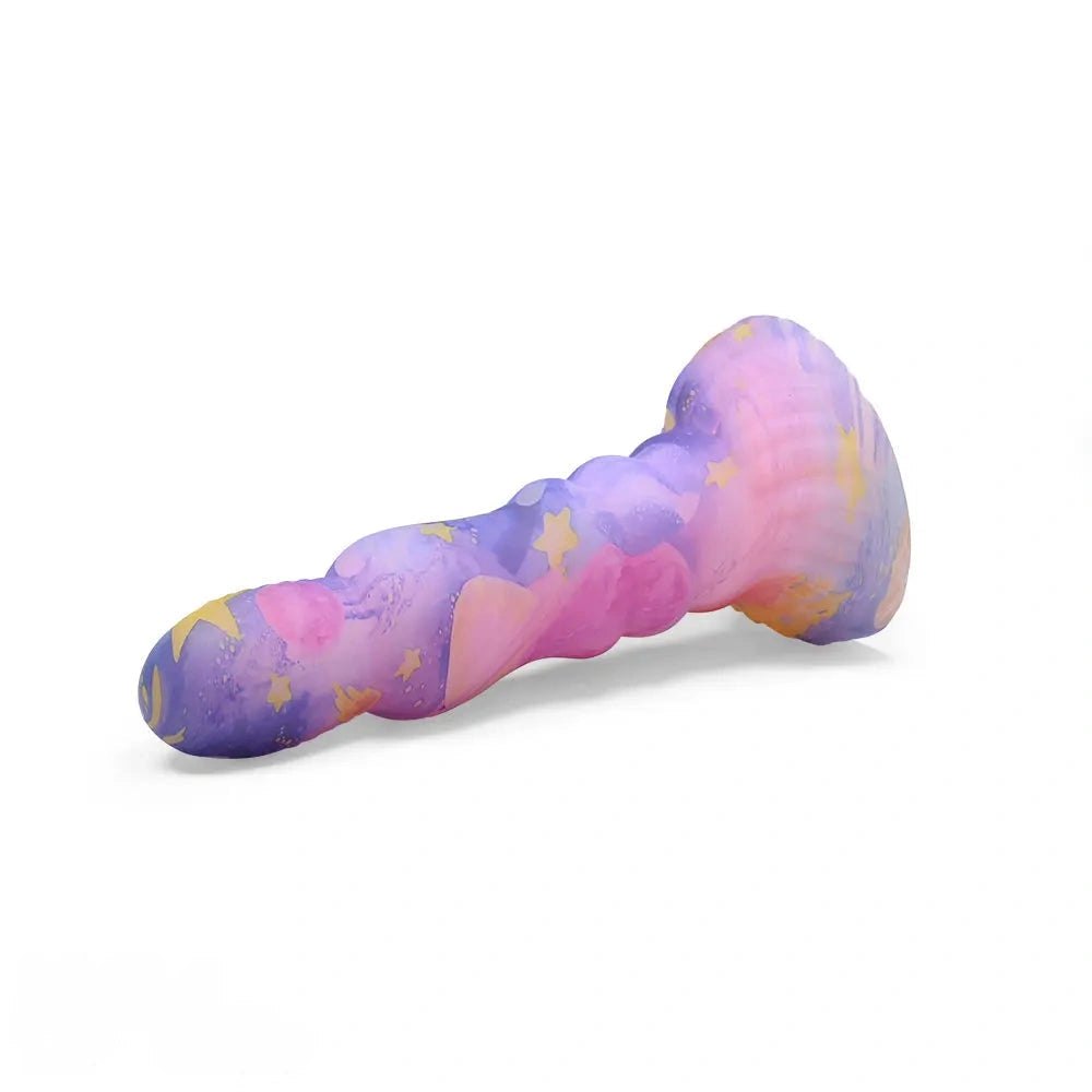 Colorful ribbed fantasy dildo, photo 3