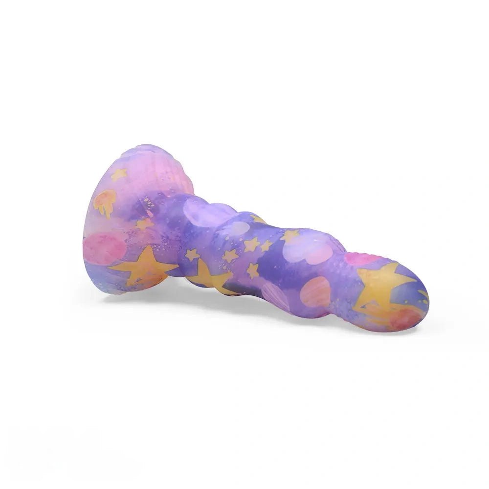 Colorful ribbed fantasy dildo, photo 4
