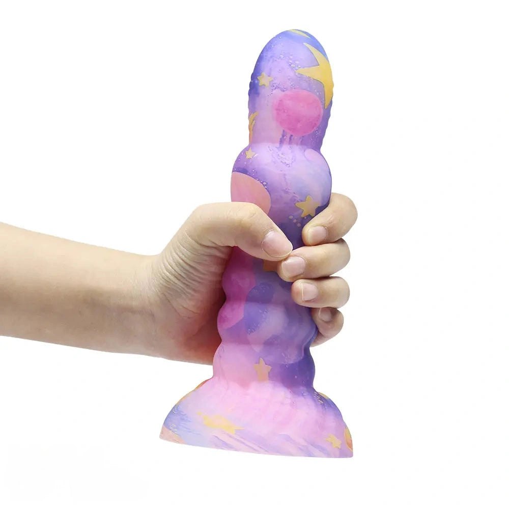 Colorful ribbed fantasy dildo, photo 6