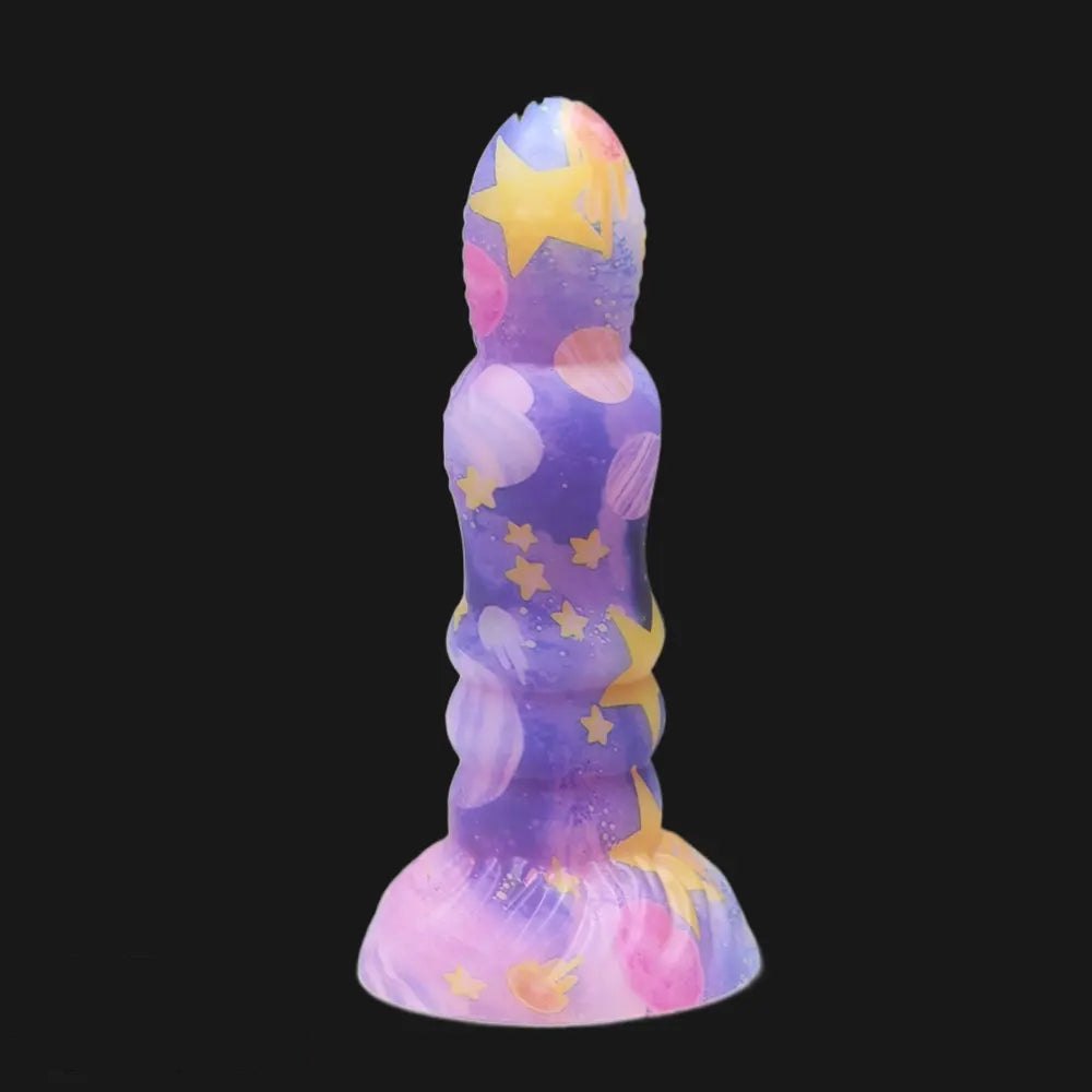 Colorful ribbed fantasy dildo, photo 7
