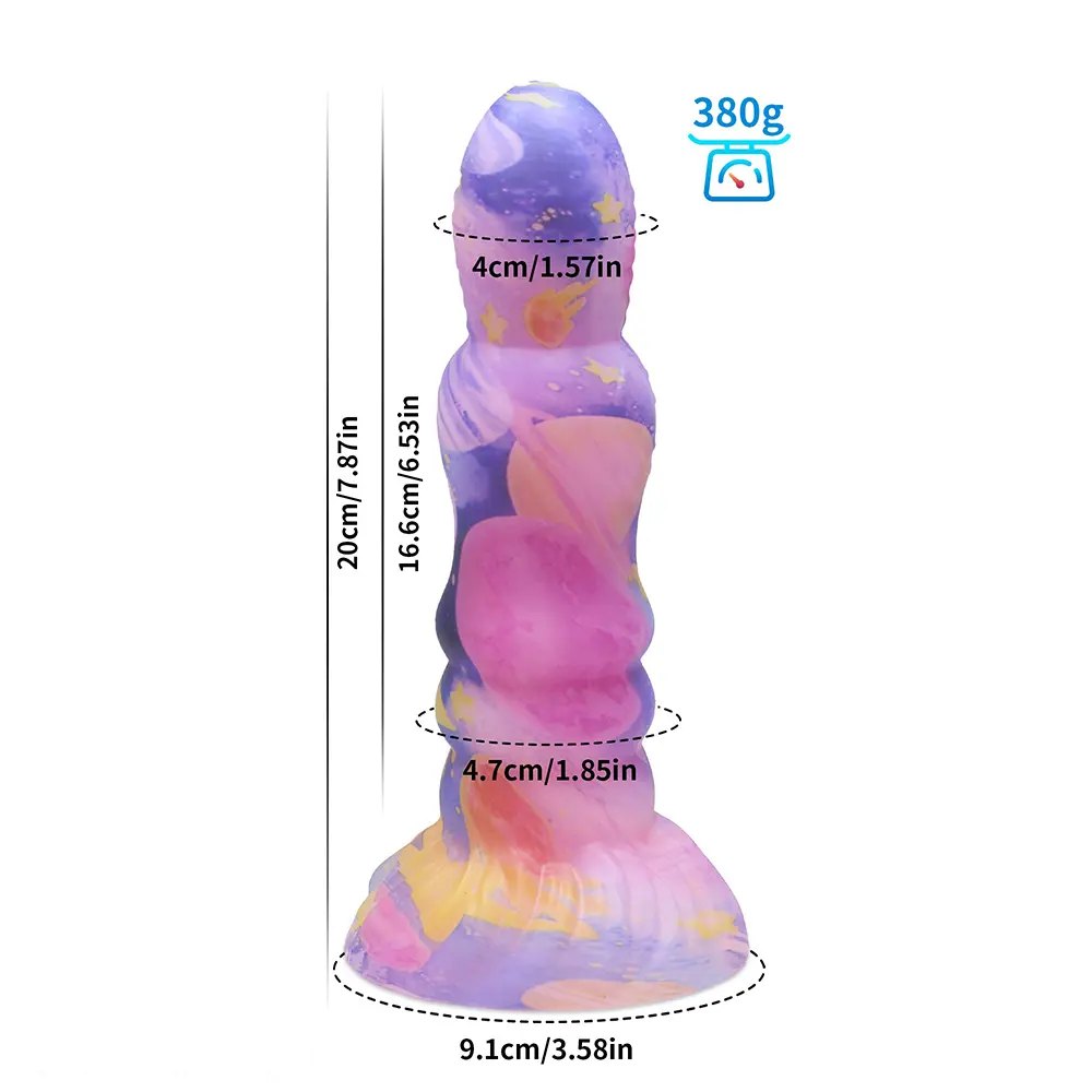 Colorful ribbed fantasy dildo, photo 8
