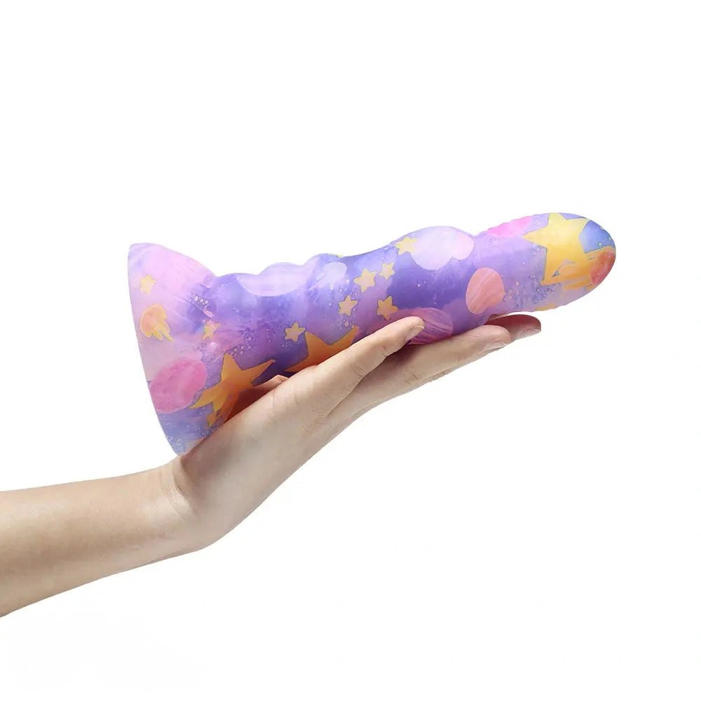 Colorful ribbed fantasy dildo, photo 9
