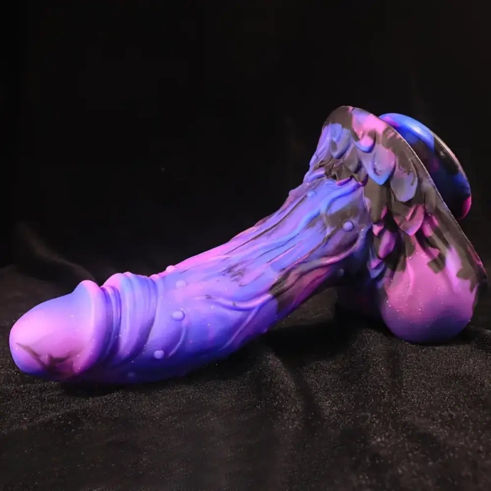 Galaxy purple and blue silicone suction cup dildo, photo 10