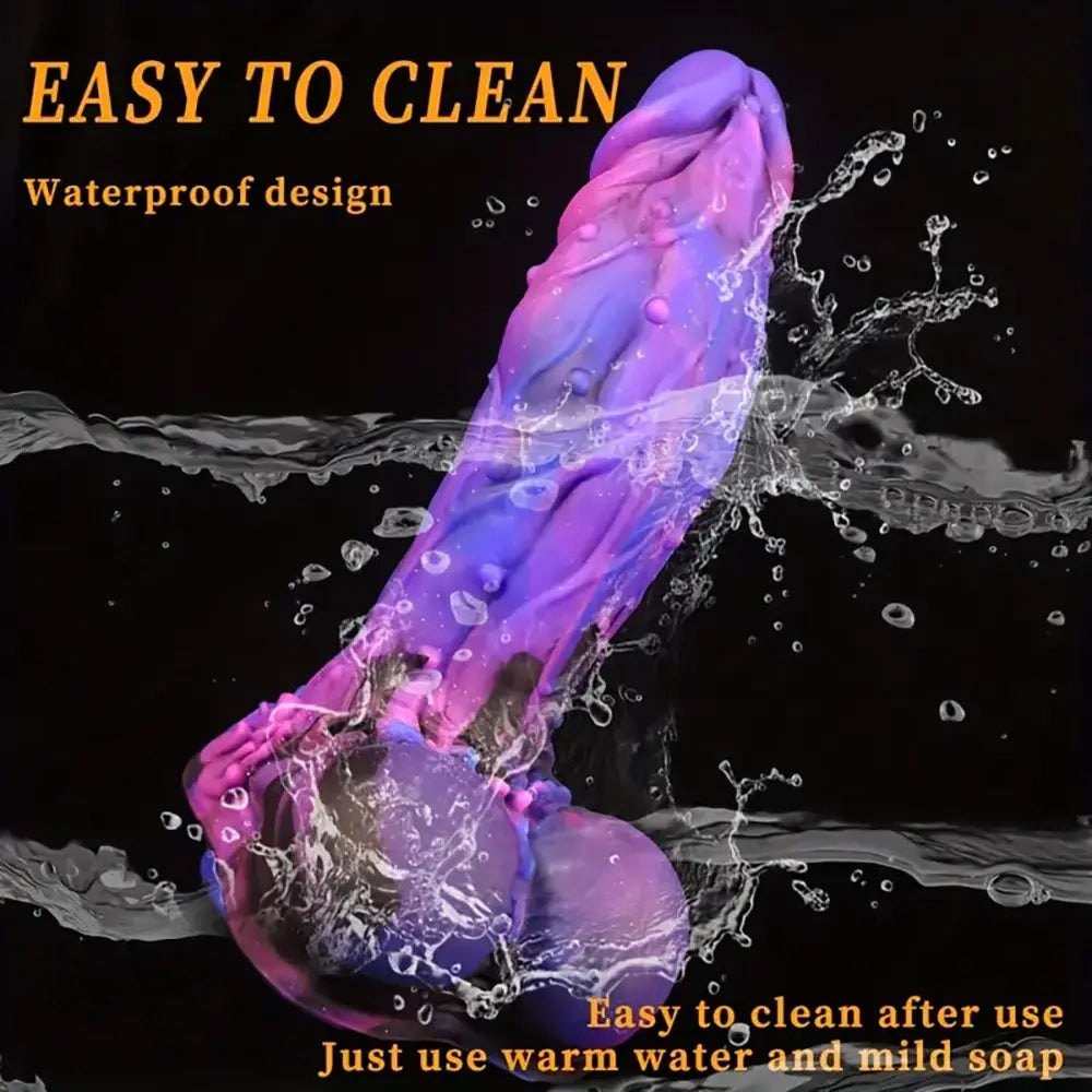 Galaxy purple and blue silicone suction cup dildo, photo 11