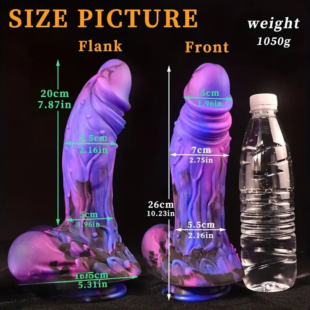 Galaxy purple and blue silicone suction cup dildo, photo 3