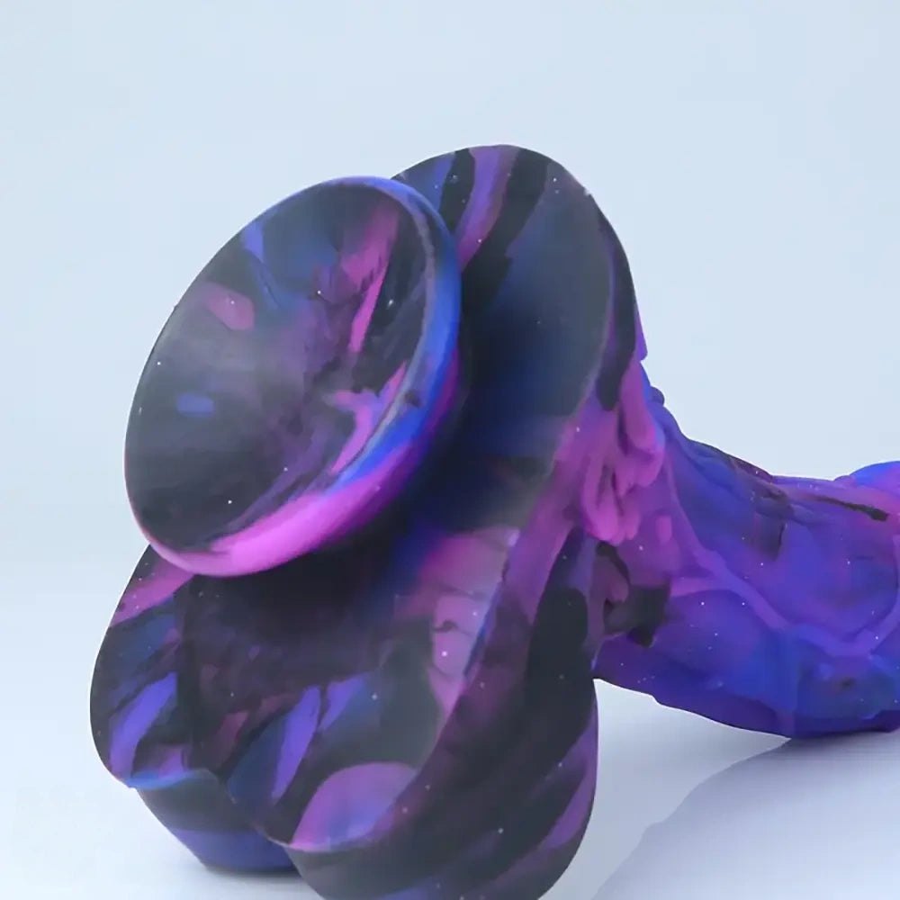 Galaxy purple and blue silicone suction cup dildo, photo 8