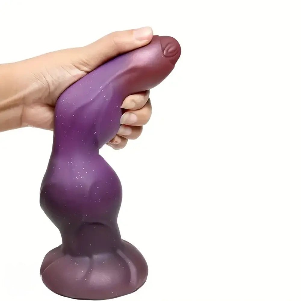 Galaxy colored ribbed fantasy dildo with suction cup base, photo 5