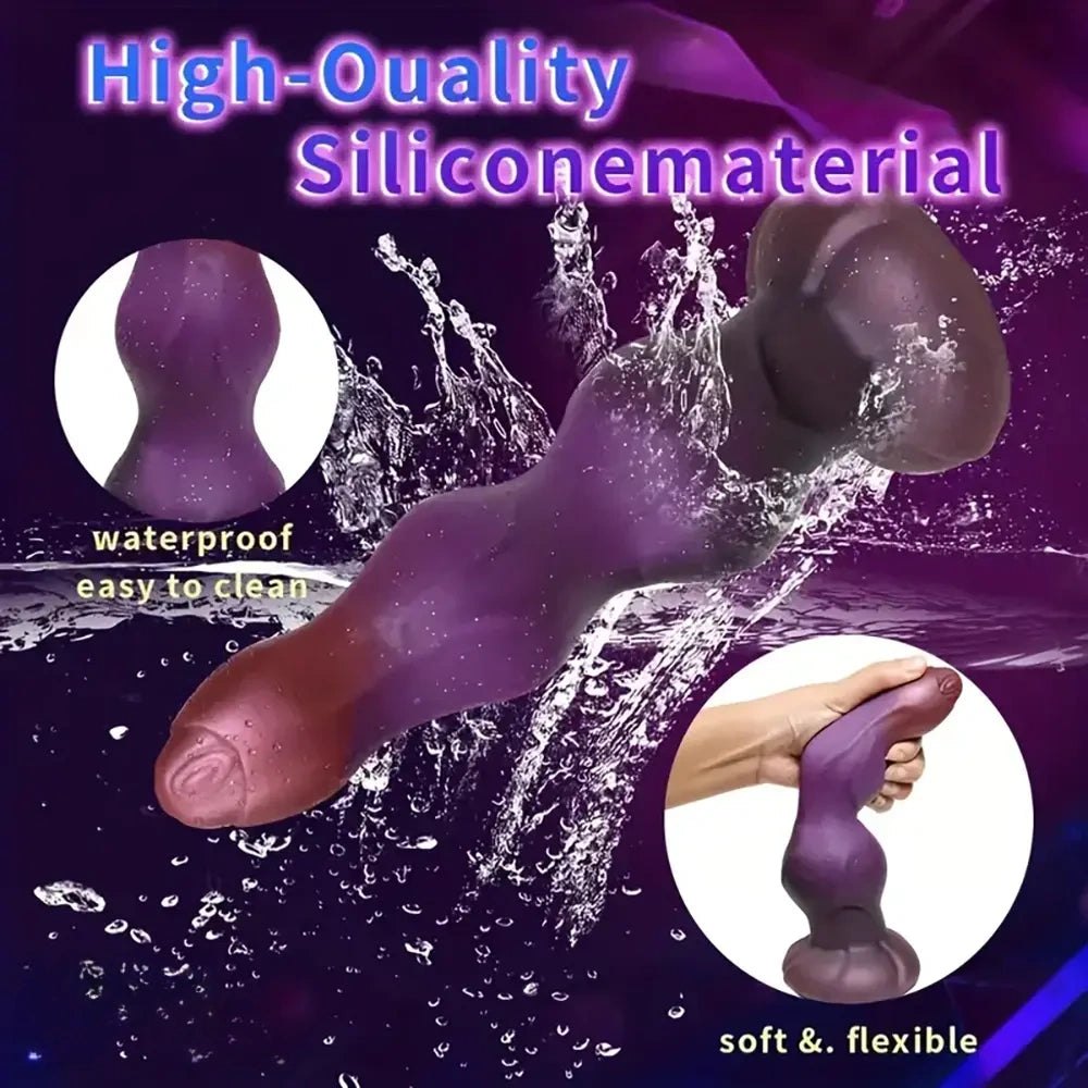 Galaxy colored ribbed fantasy dildo with suction cup base, photo 8