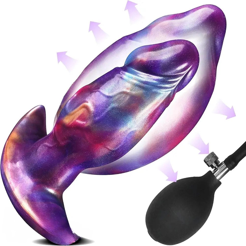 Purple galaxy swirl inflatable anal plug, photo 1