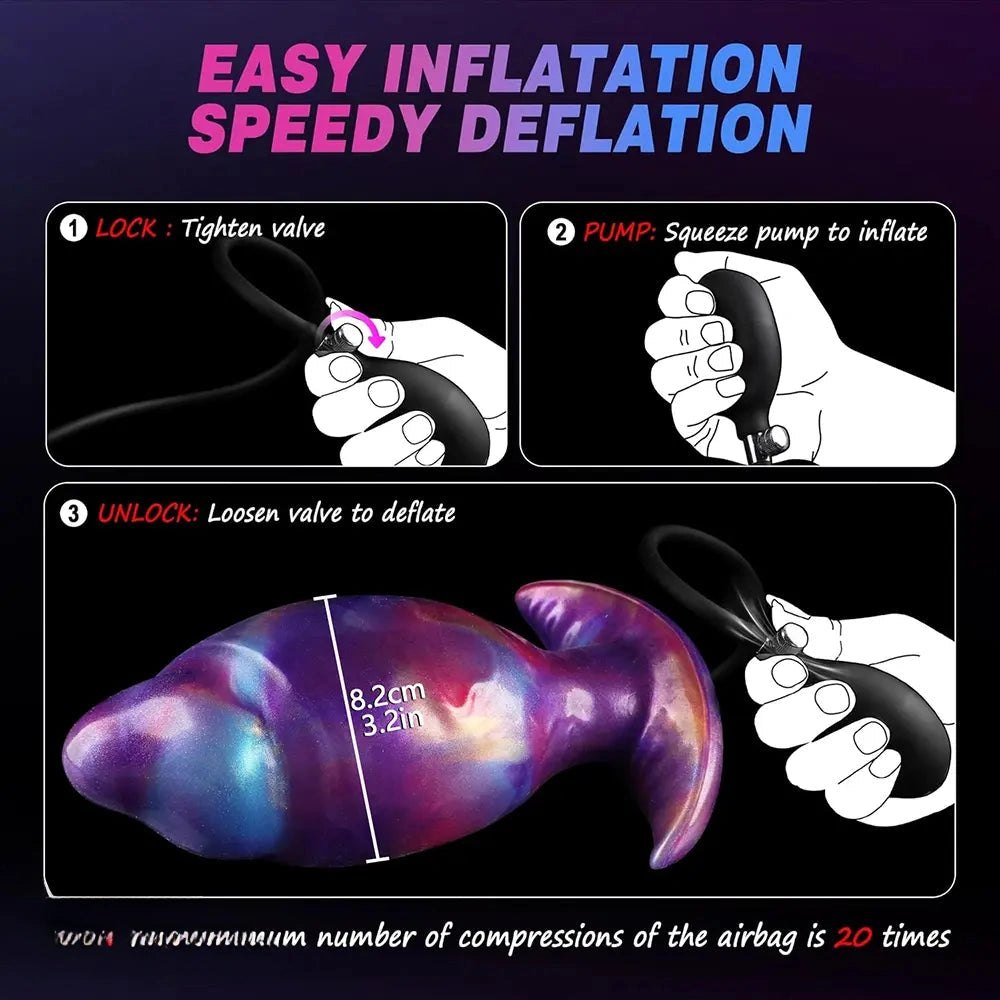 Purple galaxy swirl inflatable anal plug, photo 3