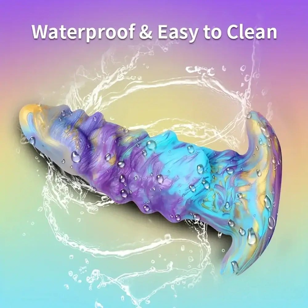 Colorful galaxy swirl silicone fantasy dildo, photo 2