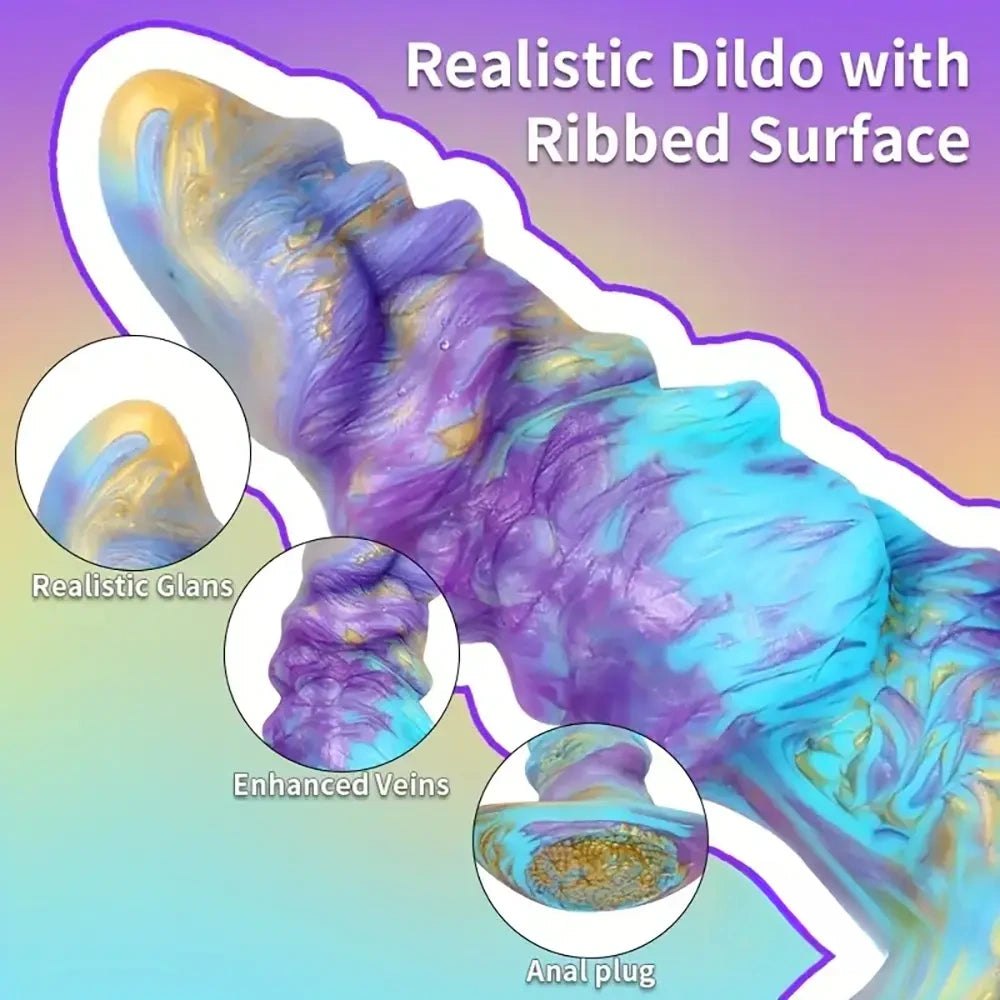 Colorful galaxy swirl silicone fantasy dildo, photo 4