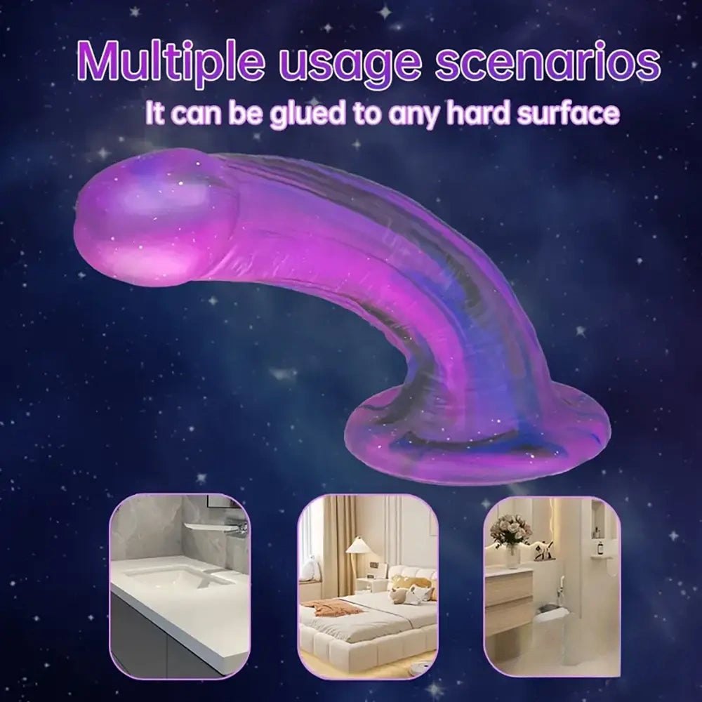 Colorful marbled silicone suction cup dildo, photo 3