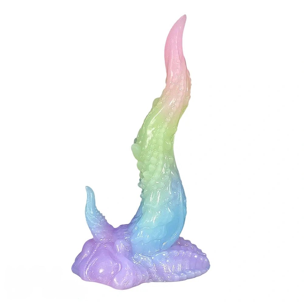 Multicolor textured silicone fantasy dildo, photo 13