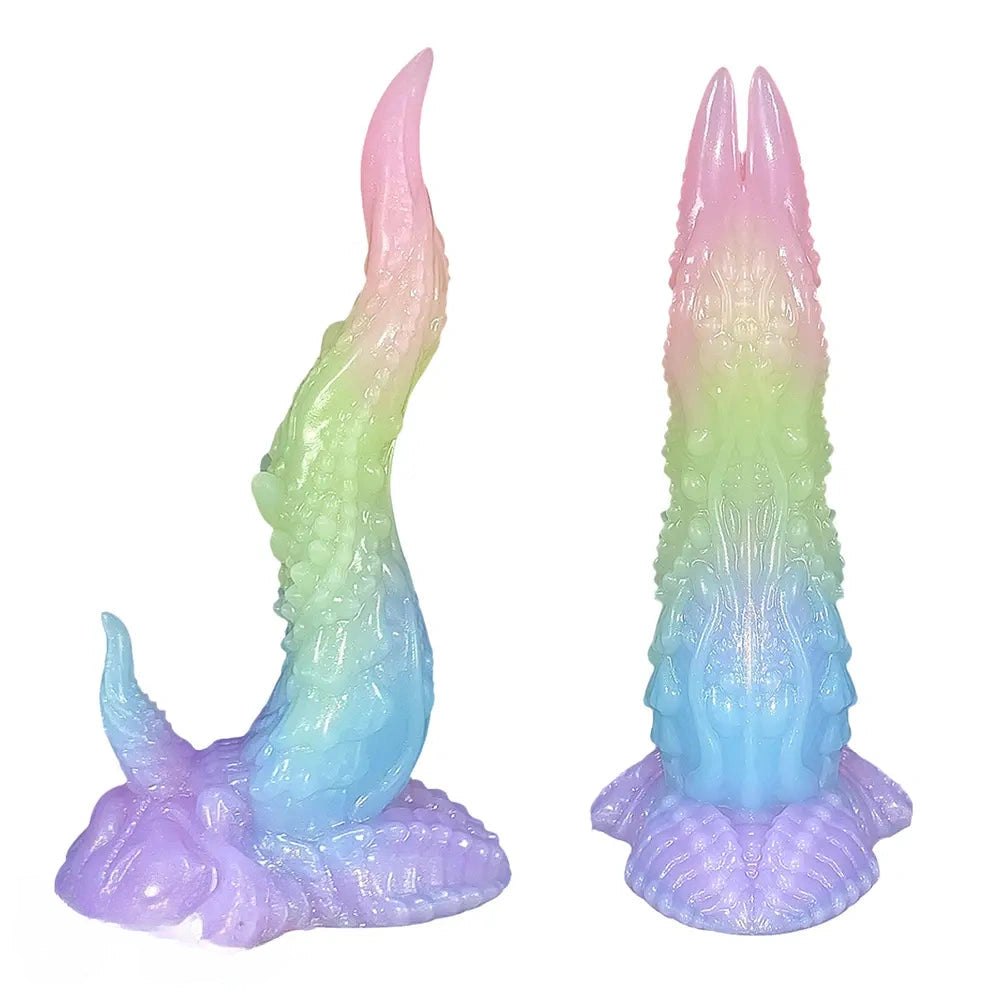 Multicolor textured silicone fantasy dildo, photo 14