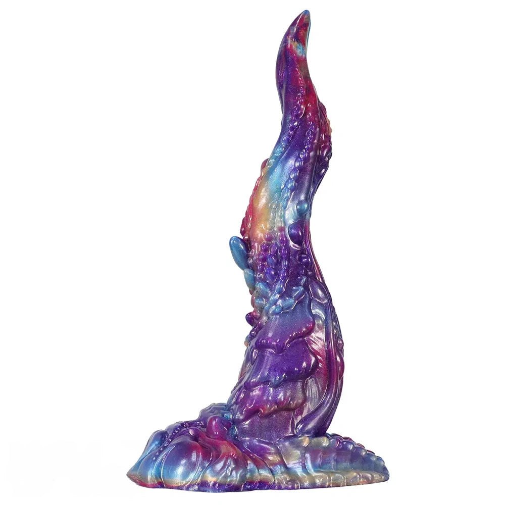 Multicolor textured silicone fantasy dildo, photo 2