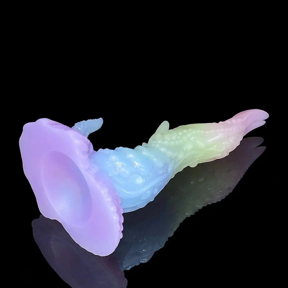 Multicolor textured silicone fantasy dildo, photo 5