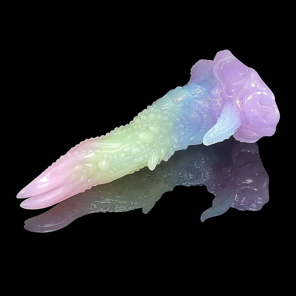Multicolor textured silicone fantasy dildo, photo 6