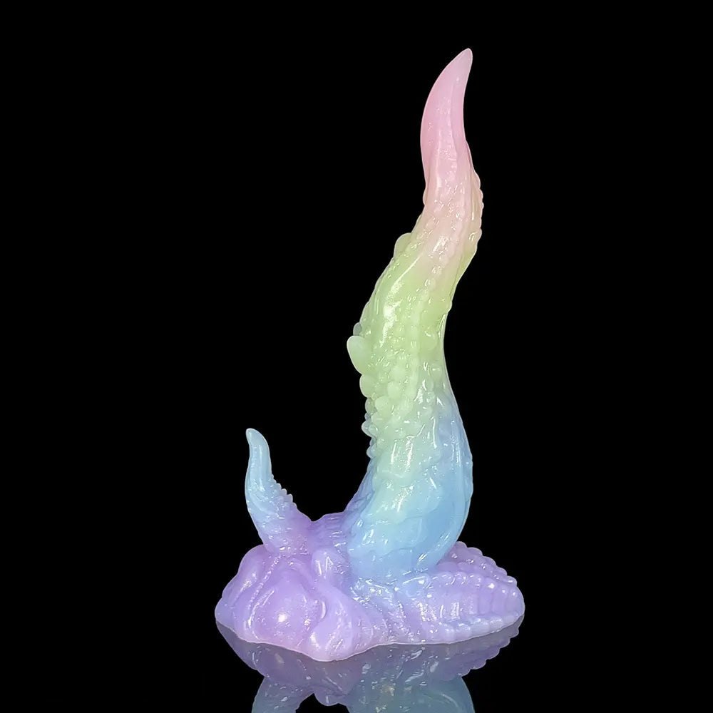 Multicolor textured silicone fantasy dildo, photo 7